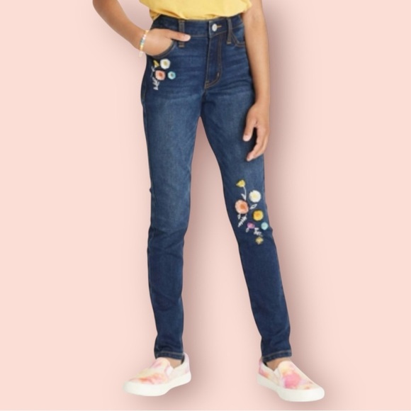 Embroidered Floral Blue Jeans for Girls, Cat and Jack - Picture 3 of 10